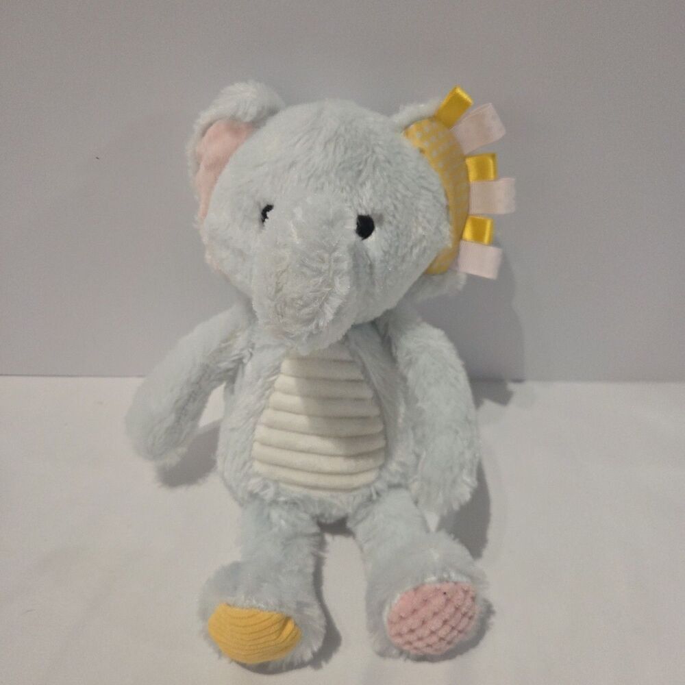 Target Make Believe Ideas Snuggable Gray Elephant Tags Plush Rattle Baby Toy 12"